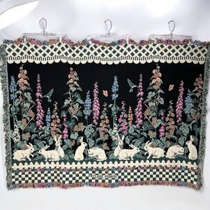Vtg Claire Murray Goodwin Weavers Tapestry Blanket Throw Garden Cottage Core